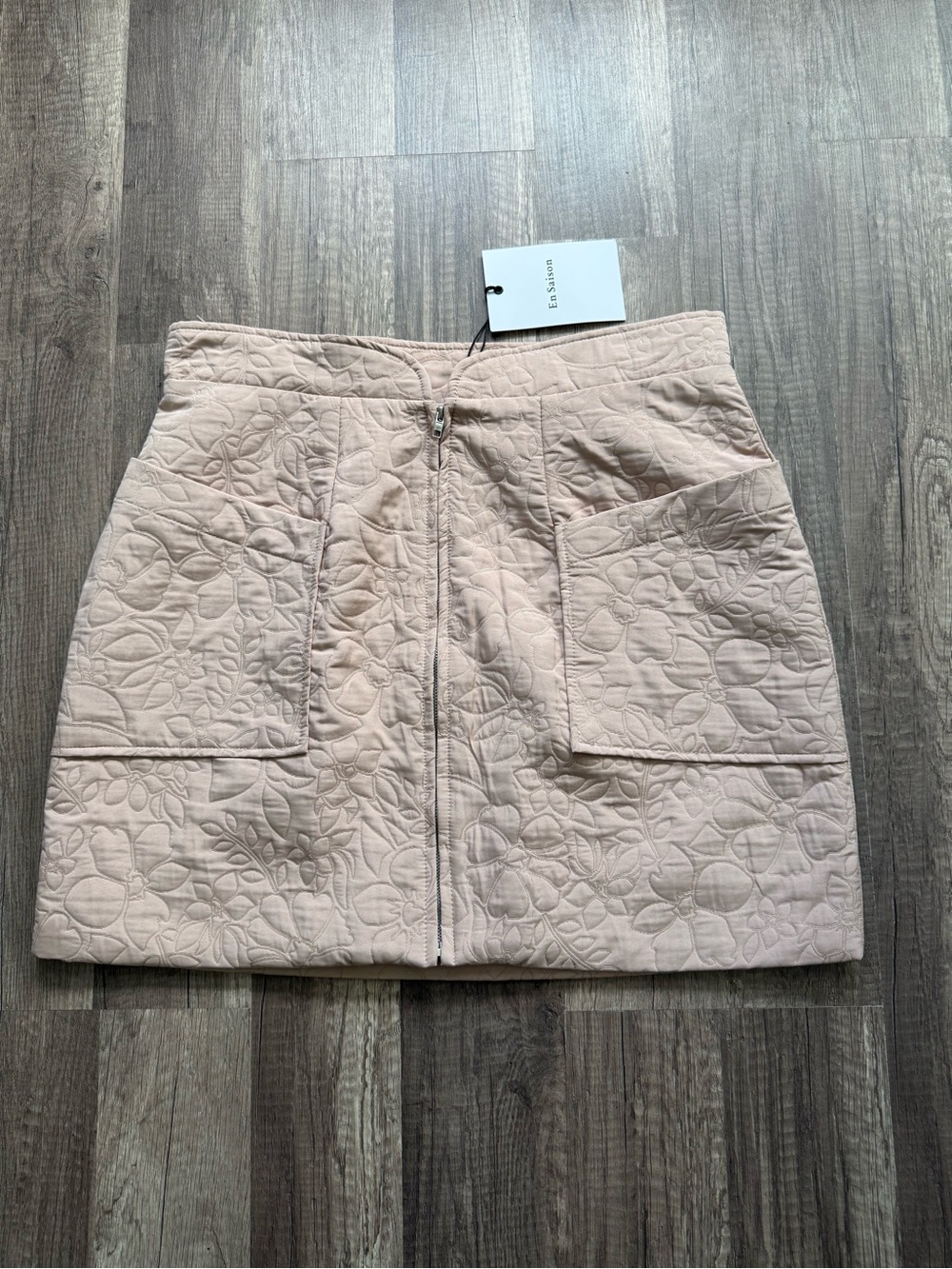 En Saison Journee Quilted Mini Skirt L Peony Floral Cottagecore Coquette NWT